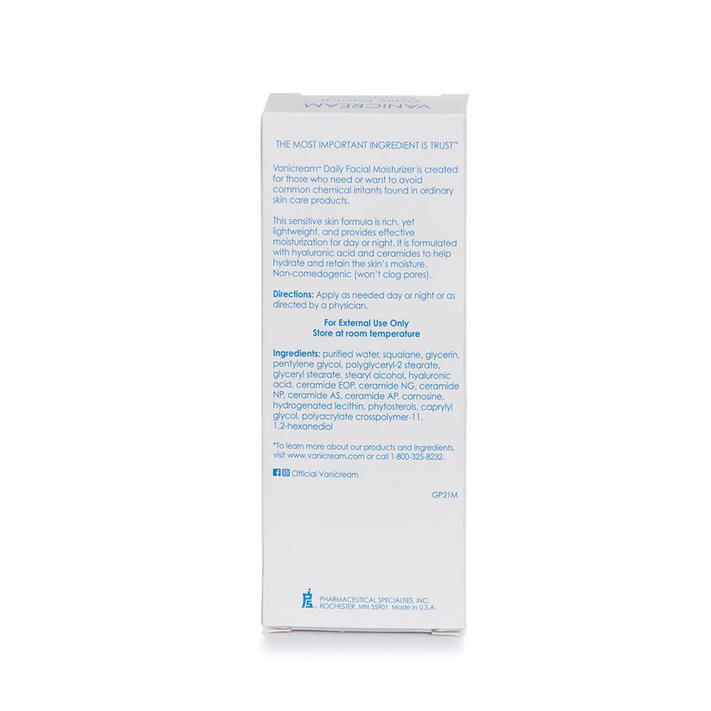 Vanicream Daily Facial Moisturizer Ingredients
